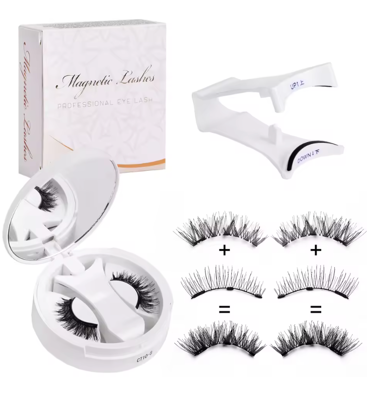 Pestañas magnéticas reutilizables con aplicador, aspecto natural, fácil uso