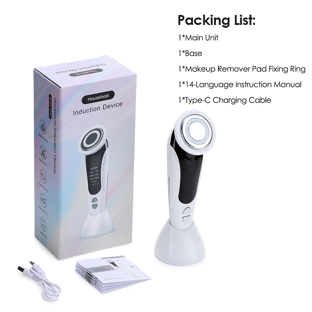 Masajeador Facial EMS 7 en 1 con Terapia LED, Vibración Inducida y Compresa Caliente – Rejuvenecimiento y Tensado de la Piel