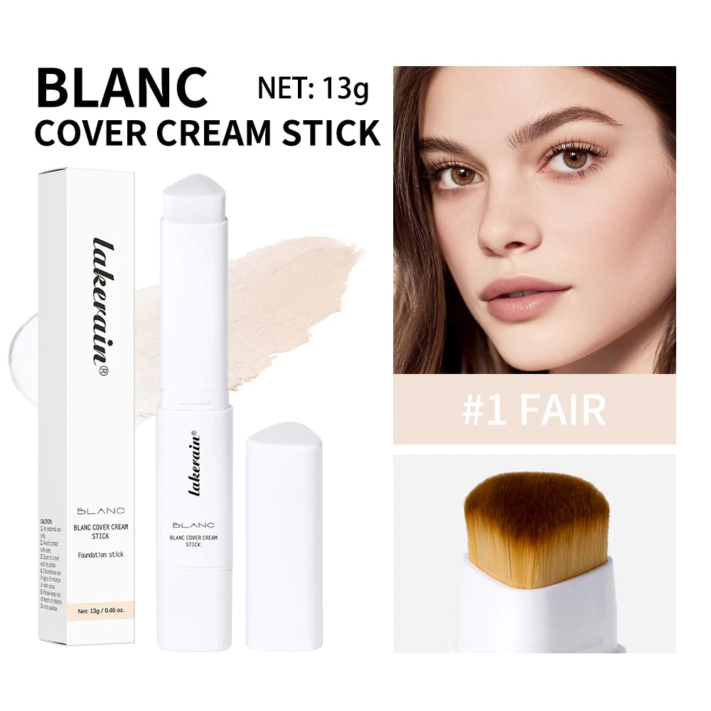 Base de maquillaje coreana en barra que cambia de color, con alta cobertura y acabado resistente al agua. Presentación de doble punta con brocha integrada.