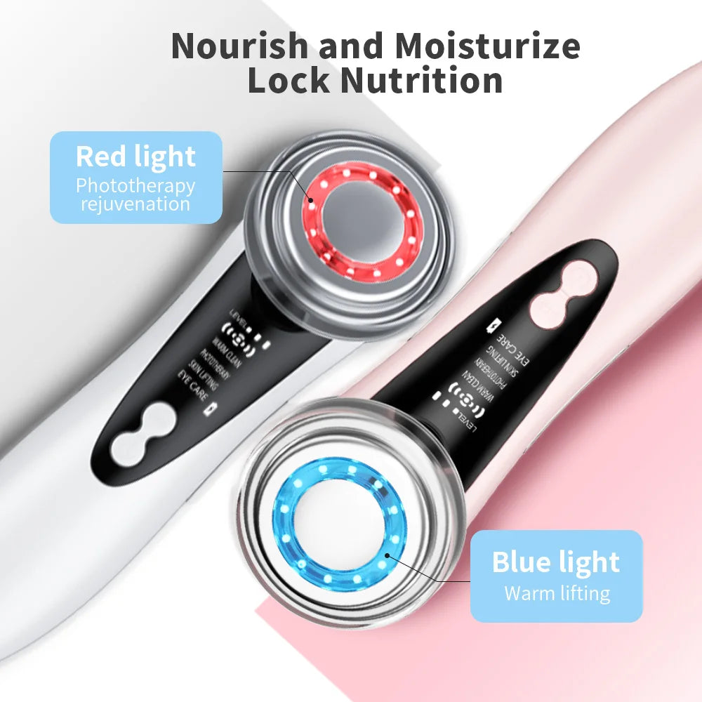 Masajeador Facial EMS 7 en 1 con Terapia LED, Vibración Inducida y Compresa Caliente – Rejuvenecimiento y Tensado de la Piel