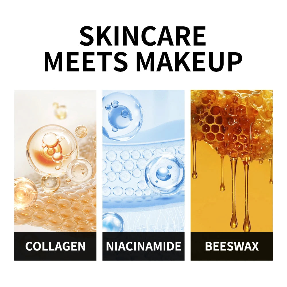 Base de maquillaje coreana en barra que cambia de color, con alta cobertura y acabado resistente al agua. Presentación de doble punta con brocha integrada.