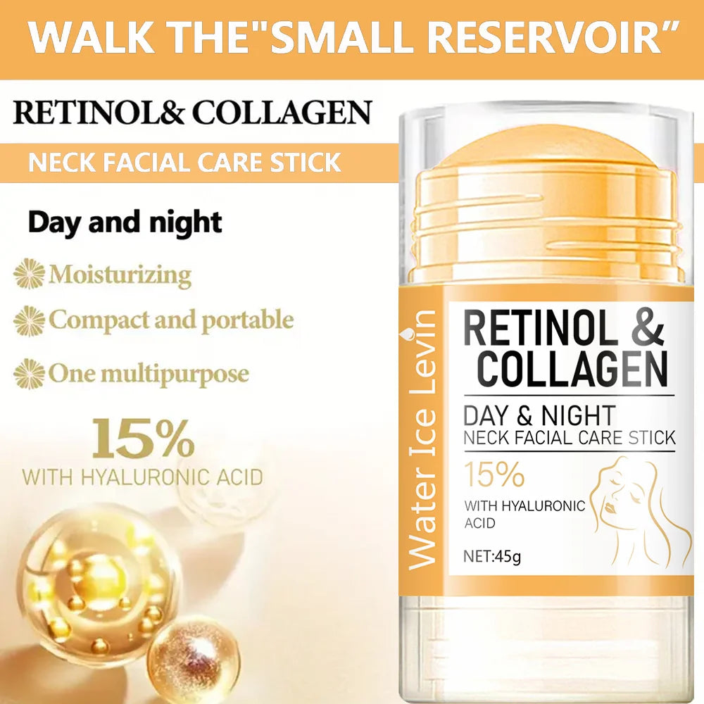 Stick Facial y de Cuello con Retinol y Colágeno 45g – Hidratación Intensiva Día y Noche, Textura Ligera y Absorción Profunda