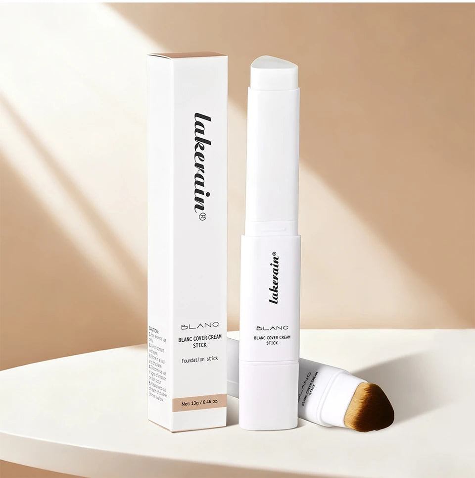 Base de maquillaje coreana en barra que cambia de color, con alta cobertura y acabado resistente al agua. Presentación de doble punta con brocha integrada.
