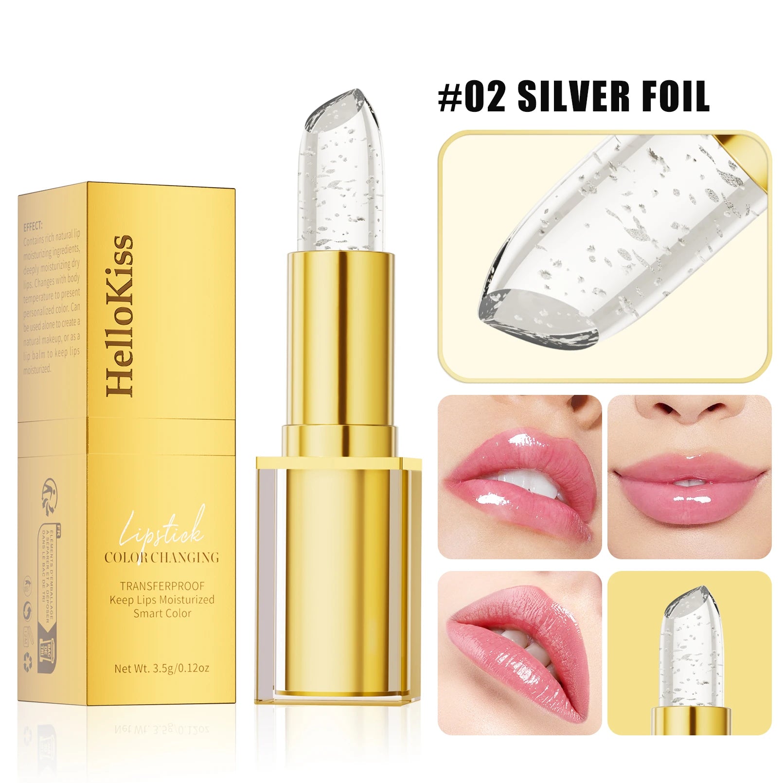 Labial Flor Cristalina de larga duración que Cambia de Color con la Temperatura – Hidratante, Transparente y Resistente al Agua