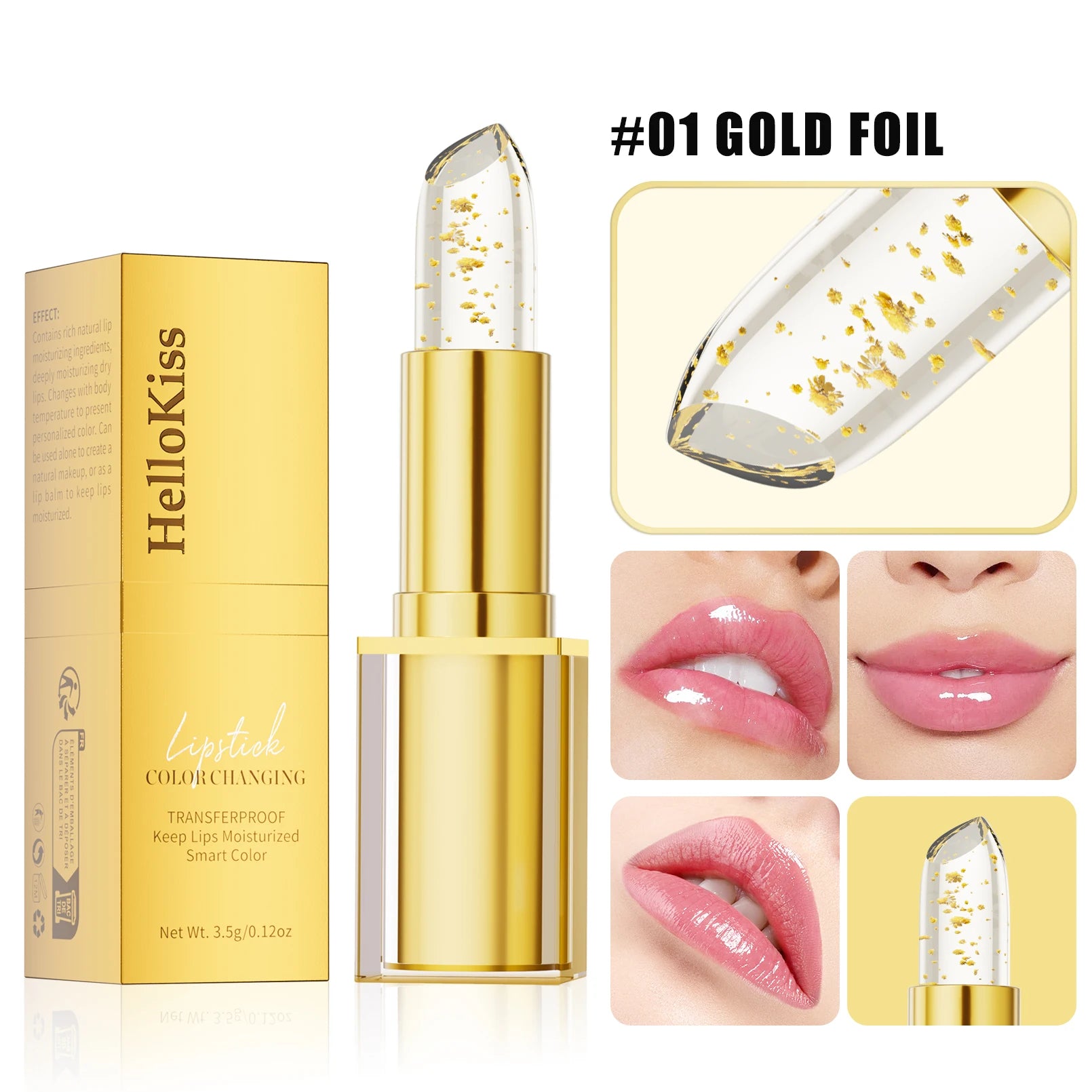 Labial Flor Cristalina de larga duración que Cambia de Color con la Temperatura – Hidratante, Transparente y Resistente al Agua