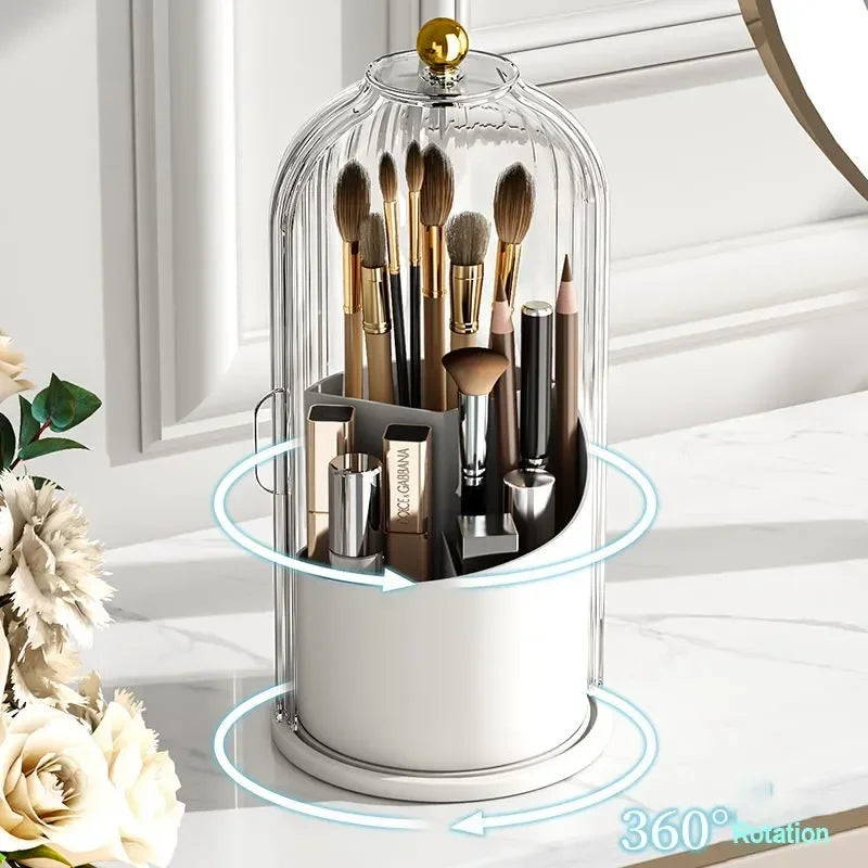 Organizador Giratorio de Maquillaje con Tapa Antipolvo 360°