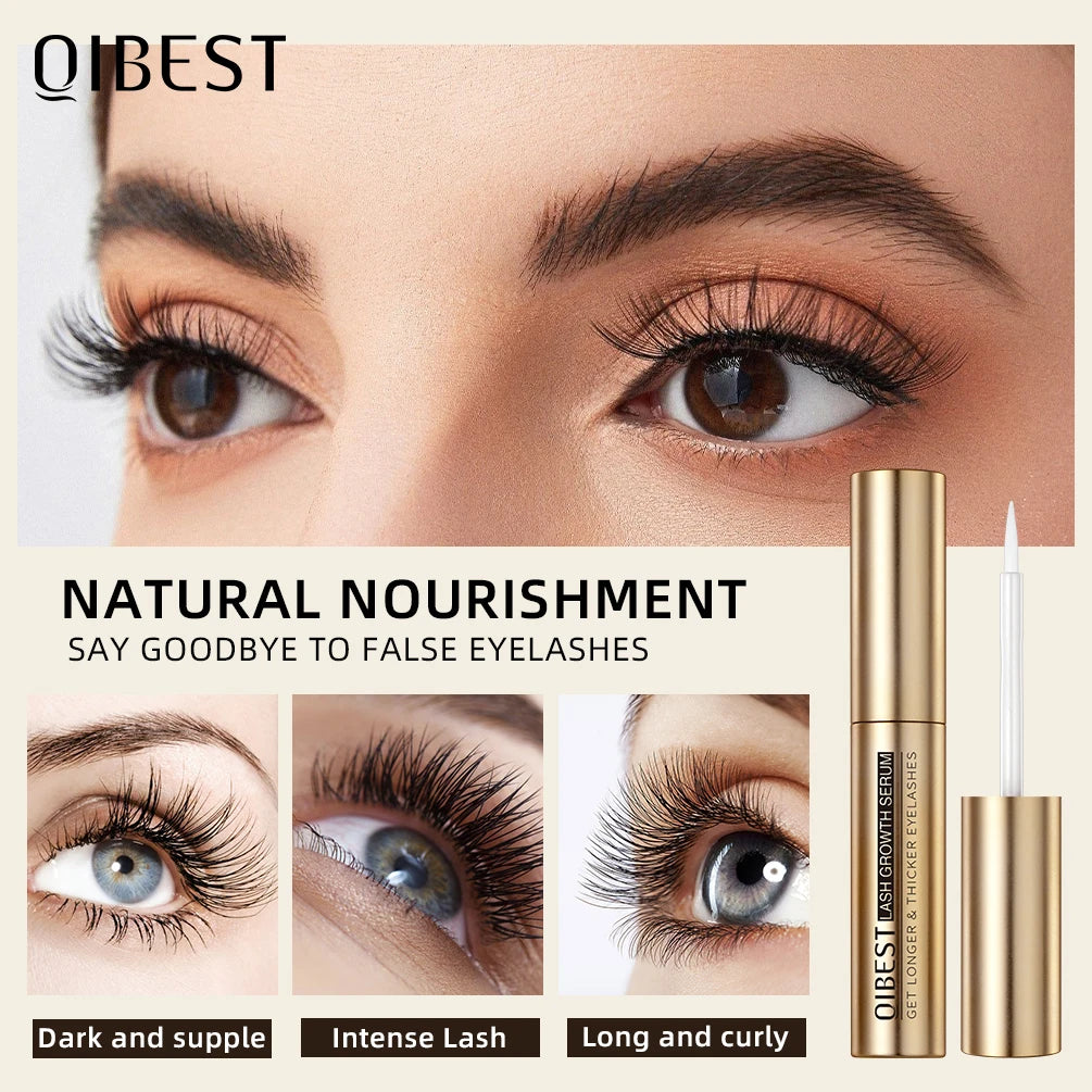 Suero de Crecimiento para Pestañas y cejas QIBEST con Ingredientes Naturales – Fórmula Suave sin Irritación para Pestañas y Cejas Más Largas y Gruesas
