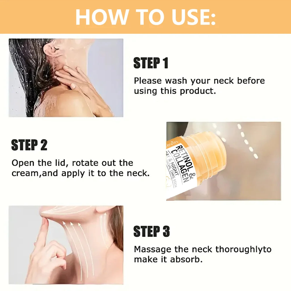 Stick Facial y de Cuello con Retinol y Colágeno 45g – Hidratación Intensiva Día y Noche, Textura Ligera y Absorción Profunda