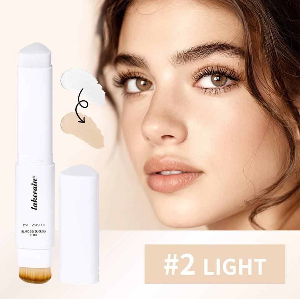 Base de maquillaje coreana en barra que cambia de color, con alta cobertura y acabado resistente al agua. Presentación de doble punta con brocha integrada.