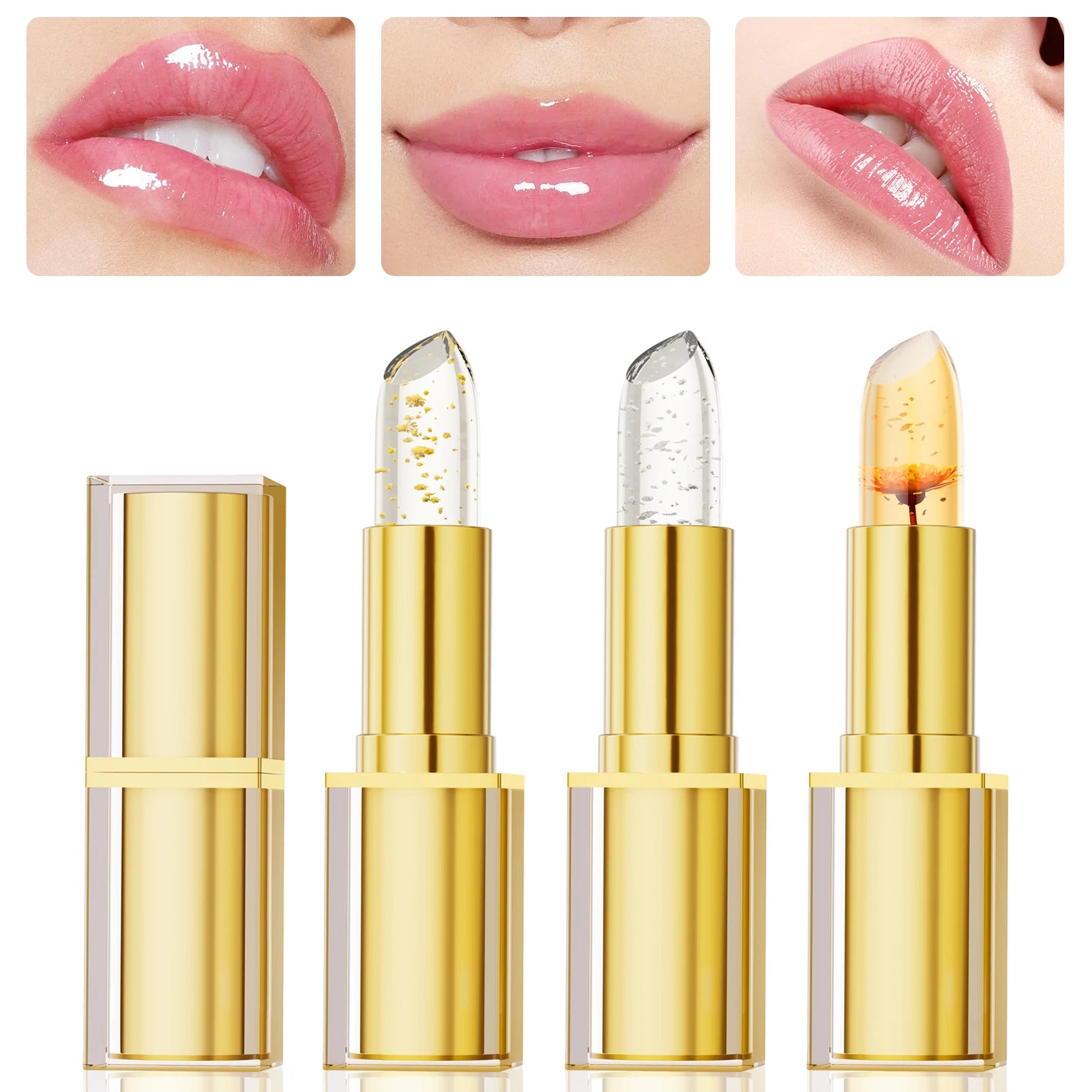 Labial Flor Cristalina de larga duración que Cambia de Color con la Temperatura – Hidratante, Transparente y Resistente al Agua