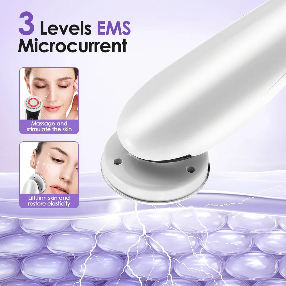 Masajeador Facial EMS 7 en 1 con Terapia LED, Vibración Inducida y Compresa Caliente – Rejuvenecimiento y Tensado de la Piel