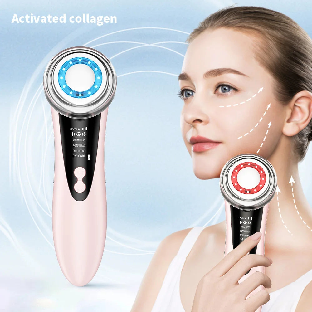 Masajeador Facial EMS 7 en 1 con Terapia LED, Vibración Inducida y Compresa Caliente – Rejuvenecimiento y Tensado de la Piel