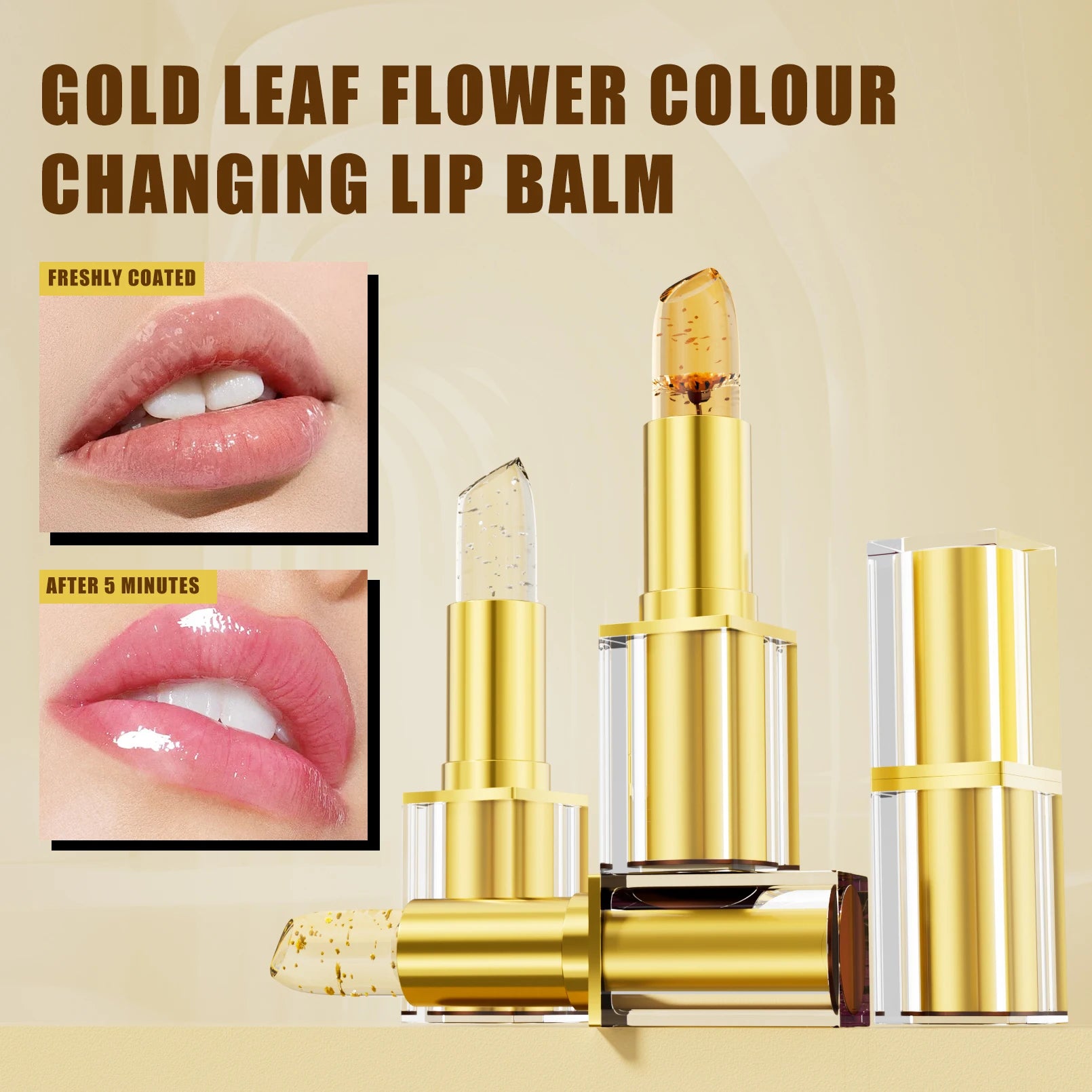 Labial Flor Cristalina de larga duración que Cambia de Color con la Temperatura – Hidratante, Transparente y Resistente al Agua