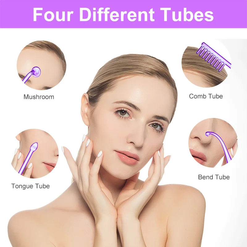 Varita Facial de Alta Frecuencia – Terapia Antiedad y Antiacné con Electroterapia y Electrodos de Cristal