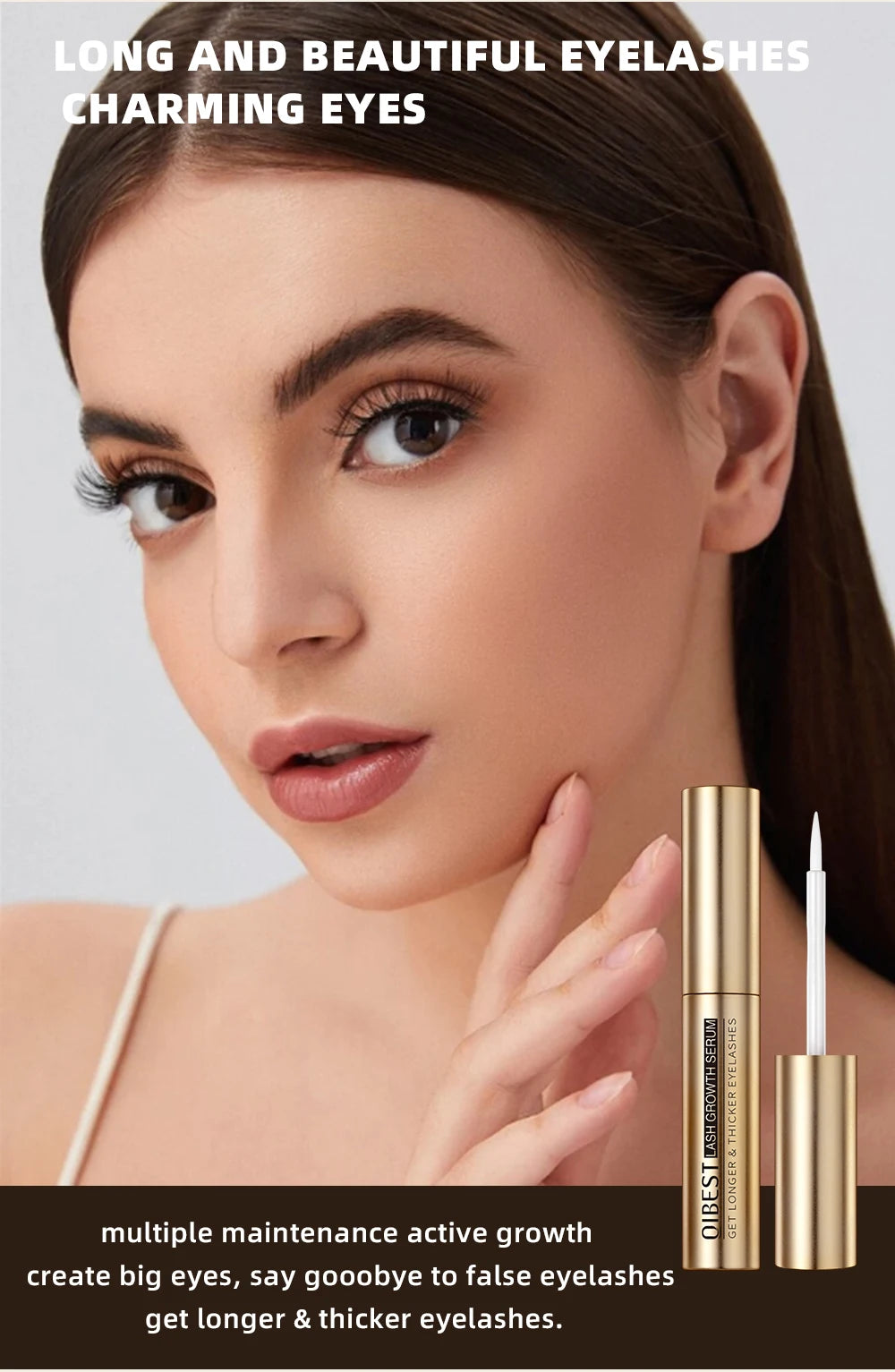 Suero de Crecimiento para Pestañas y cejas QIBEST con Ingredientes Naturales – Fórmula Suave sin Irritación para Pestañas y Cejas Más Largas y Gruesas