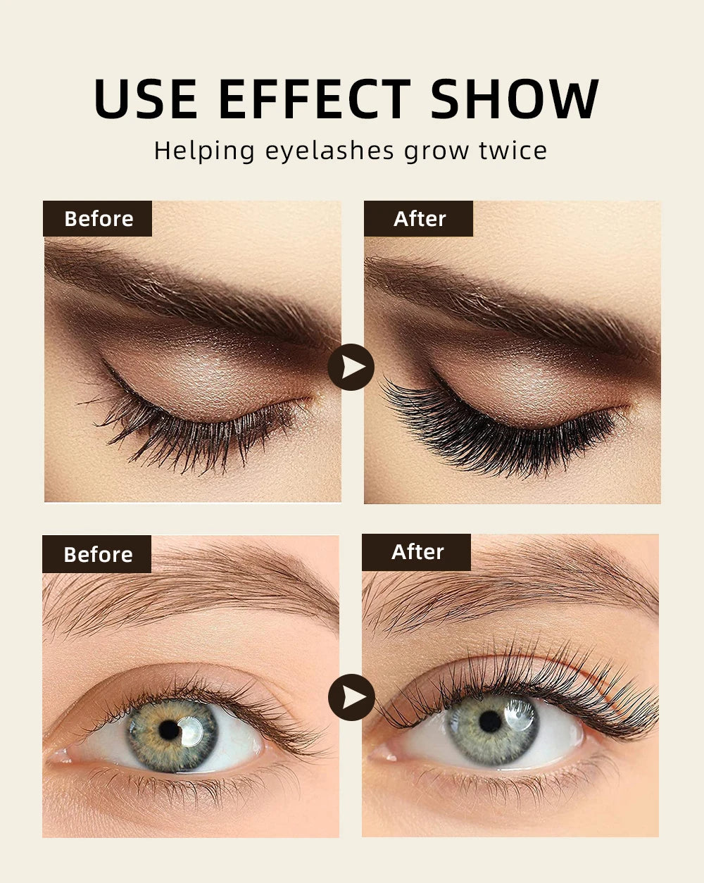 Suero de Crecimiento para Pestañas y cejas QIBEST con Ingredientes Naturales – Fórmula Suave sin Irritación para Pestañas y Cejas Más Largas y Gruesas