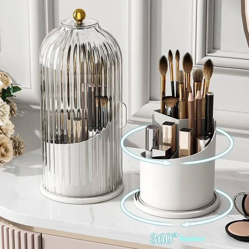 Organizador Giratorio de Maquillaje con Tapa Antipolvo 360°
