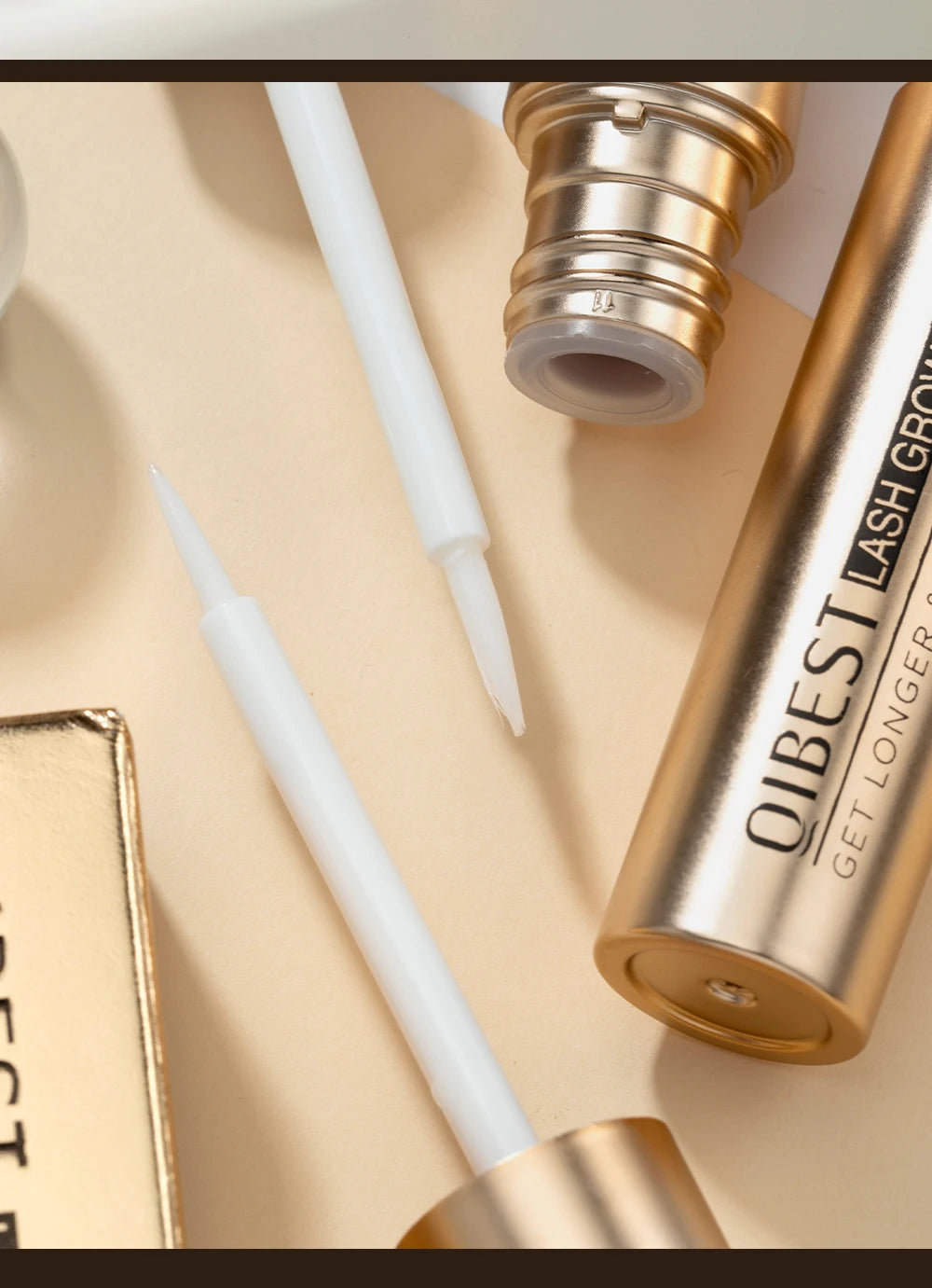 Suero de Crecimiento para Pestañas y cejas QIBEST con Ingredientes Naturales – Fórmula Suave sin Irritación para Pestañas y Cejas Más Largas y Gruesas